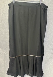 Tally Taylor 18W Black Dress Skirt Ruffle Hem Beaded Trim Lined Plus Sz Elegant - Picture 1 of 8