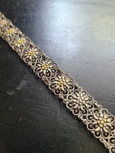 Adorable Vintage Floral Bracelet Yellow White Silver 7" - Picture 1 of 5