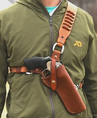 Funda de hombro de cuero marrón con trabillas para marco Smith & Wesson 629 N Foto 1 de 4