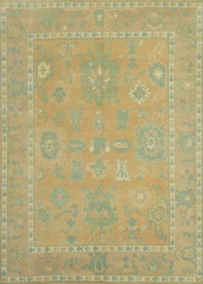 Oushak Turkish Area Rug 8x11Ft Handmade Transitional Vegetable Dye Carpet - Image 1 of 4