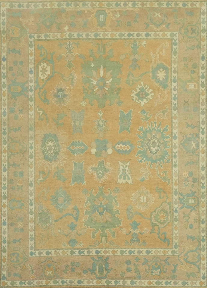 Oushak Turkish Area Rug 8x11Ft Handmade Transitional Vegetable Dye Carpet - Image 1 of 4