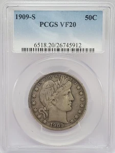 1909- S 50c Barber Half Dollar Very Fine PCGS ss 20 - Bild 1 von 4