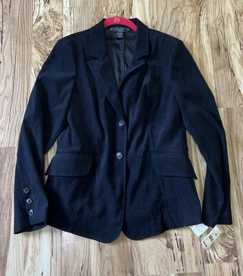 Harris Wallace  New York Black  Blazer Button Down Velvet Velour Small 6P NWT - Image 1 of 4