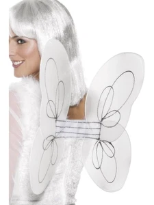 Smiffys Angel Glitter Wings, White & Silver - Foto 1 di 2