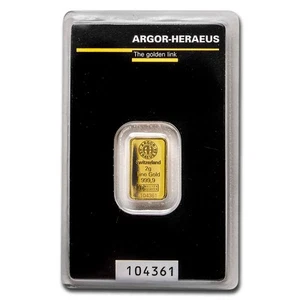 2 gram Gold Bar - Argor-Heraeus KineBar Design (In Assay) - Picture 1 of 4