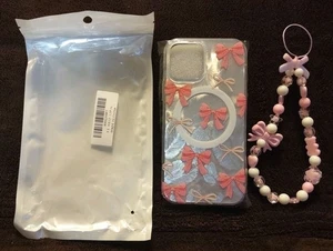 Pink Ribbon i12 Pro Cell Phone Case & Strap Breast Cancer Awareness NEW Pretty - Picture 1 of 1