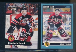 Lot (2) Dominik Hasek 1991-92 Pro Set #529 Score #373 Blackhawks (VP63) SWSW6 - Picture 1 of 2