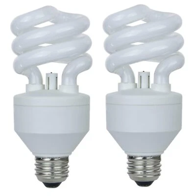 2Pack CFL Light Bulb, T3 Spiral Fluorescent Light, 15W(60W), 6500K, E26, 900LM - Image 1 of 3