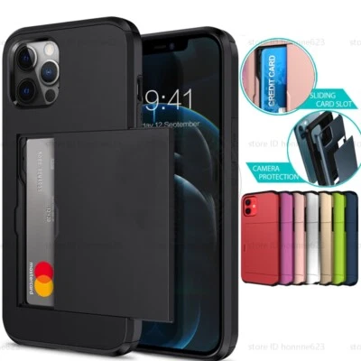 For iPhone 17 16 13 14 Pro Max 15 Pro Card Holder Wallet Shockproof Case Cover - Image 1 of 4