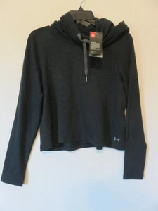 NWT Under Armour Women's Hoodie Small Black Cropped Hoodie Workout MSRP $75 - Picture 1 of 11