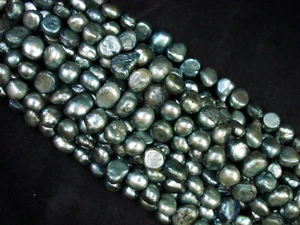 Freshwater Pearls Green Frost Grey 8-9mm Irregular 35cm Strand  - Bild 1 von 1