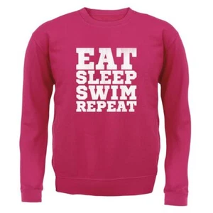 Eat Sleep Swim Repeat - Kids Hoodie / Sweater - Swimming Swimmer Water Pool Love - Picture 1 of 11