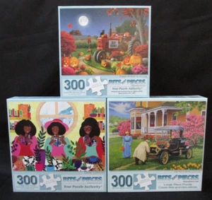 🧩 BITS AND  PIECES 300 Piece Jigsaw Puzzles 🔥 LOT OF 3, Built Once - Picture 1 of 5