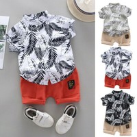 Toddler Kids Baby Boy Short Sleeve Cartoon Pattern Shirt Tops+Shorts Set Clothes