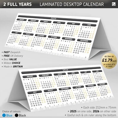 PLANNER HEAD 2025 & 2026 Desktop Calendar Tabletop Planner StandUp Tent Card 2years LAMINATED
