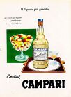 Pubblicita' 1958 Cordial Campari Drink Bar Bottiglia Gelato Crema Frutta Rolli