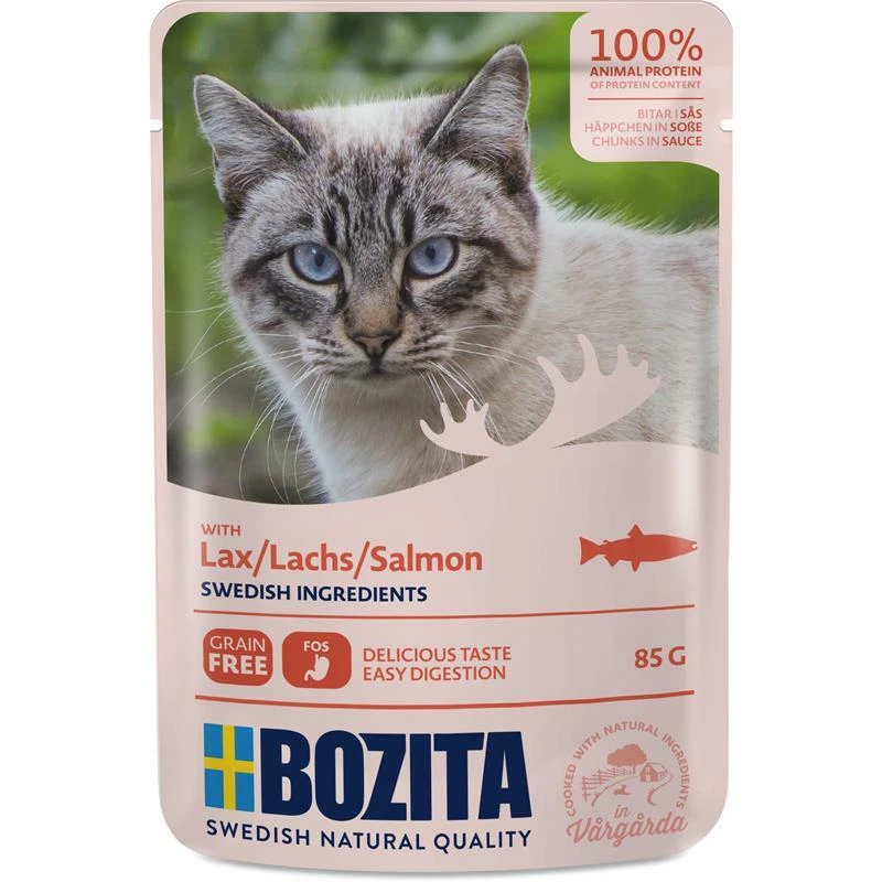 Bozita Pouch Häppchen in Soße mit Lachs | 12x 85g Katzenfutter nass - Bild 1 von 1