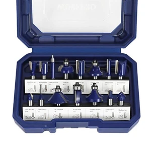15× Fräser Set,Schaft 8mm, Oberfräse Zubehör für Holz mit Aufbewahrungskoffer - Bild 1 von 6