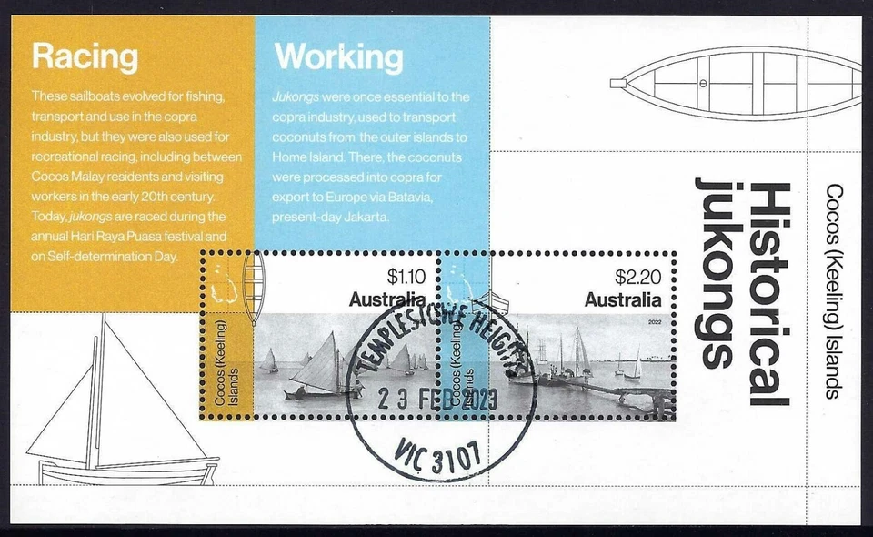 Mini hoja CTO 2022 Cocos Keeling Islands SG# 549 Historical Jukongs como nueva MUH Foto 1 de 1