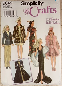 Simplicity 9049 Crafts 15,5" Puppenkleidung 6 Stile Mode ungeschnitten Klappe Kleid Kleid - Bild 1 von 4
