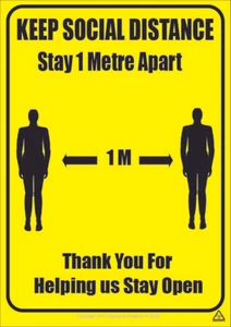 KEEP SOCIAL DISTANCE - 1 METER AUSEINANDER A4 LAMINIERTE BESCHILDERUNG - Bild 1 von 1