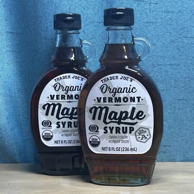 2X BOTTLES Trader Joe’s ORGANIC Vermont Maple Syrup 8 oz Authentic Flavor NEW - Image 1 of 4