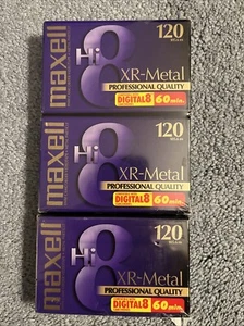 New and sealed Lot Of 3 Maxwell Hi8 XR-Metal Professional Quality 60 Min Tapes - Picture 1 of 2