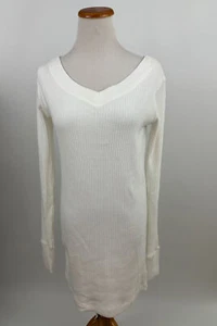 FREE PEOPLE BEACH white cotton ribbed long sleeve pencil dress XS - Picture 1 of 4