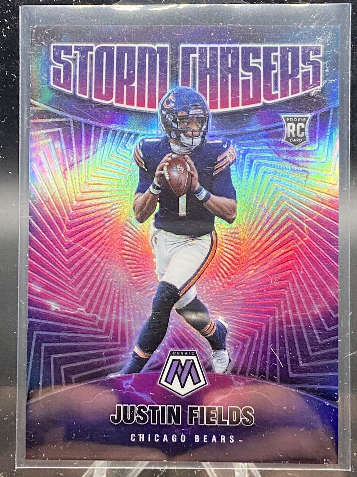 Justin Fields 2021 Mosaic Storm Chasers SP Case Hit Rookie RC