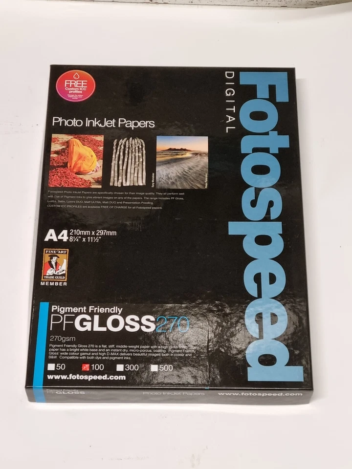 Fotospeed 7D319 - A4 - Pigment Friendly Gloss 270gsm inkjet Paper - 100 Pack - Image 1 of 1
