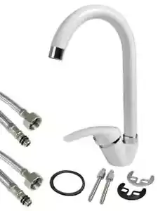 Miscelatore Rubinetto Monocomando Lavello Cucina Canna Alta Colore Bianco - Foto 1 di 4