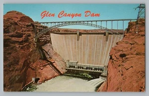 Página Arizona AZ Glen Canyon Dam Colorado River postal cromada años 50 - Imagen 1 de 2