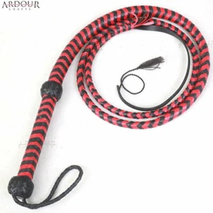 Real Cowhide Bullwhip Leather Rope Core 6 feet long 12 plaits Handmade Bullwhip - Picture 1 of 6