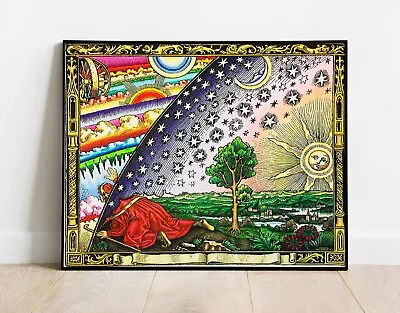 Impresión de póster arte pared tierra plana cúpula firmamento grabado The Flammarion 1888 Foto 1 de 4