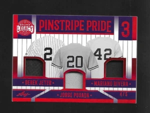 2023 LEAF BRONX LEGACY YANKEES JERSEY DEREK JETER JORGE POSADA MARIANO RIVERA /5 - Picture 1 of 2