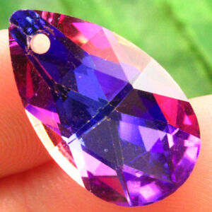 M62602 Faceted Purple Crystal Teardrop Pendant Bead 22x13x7mm