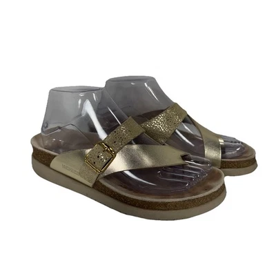 Sandálias tanga Mephisto Helen Mix dourada feminina com fivela tamanho 37 / EUA 7 - Imagem 1 de 4