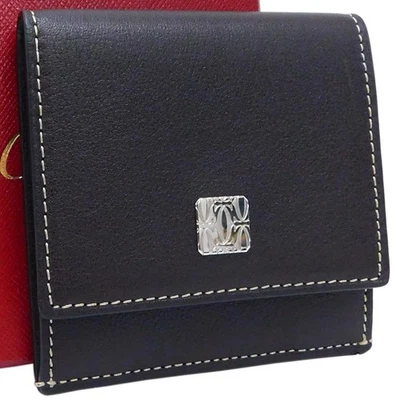Estuche para monedas Cartier de cuero marrón compacto elegante unisex usado sin usar Foto 1 de 4