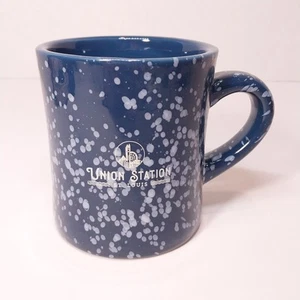 Taza Union Station St Louis MO azul moteado restaurante comedor tren hotel - Imagen 1 de 10