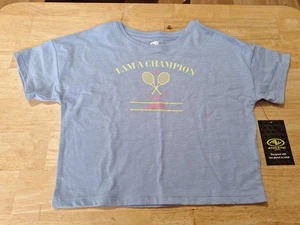 New Girl's Size 6-6x Cropped T-Shirt, Tennis, Blue By Athletic Works - Picture 1 of 2