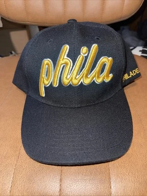 Phila Philadelphia adjustable Hook And Loop Fastener Hat Black And Gold - Image 1 of 4
