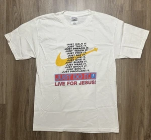 Vintage Y2K Nike Jesus T Shirt Just Do It Live for Jesus Size L - Picture 1 of 6