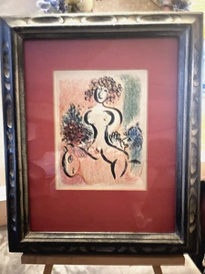 RARE Marc Chagall "Circus Rider w/ Bouquet" w/ TODD GALLERY Label, ORIG FRAME - Picture 1 of 12