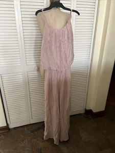Made in Italy rose pink jumpsuit wide leg spaghetti strap medium Viscose Lined - Picture 1 of 6