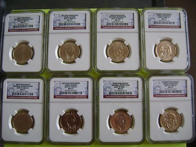 2007 P&D PRESIDENTIAL NGC SMS MS67 SATIN FINISH 8-COIN DOLLAR SET - Image 1 of 4