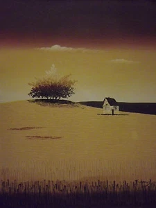 minimal brown countryside tree large oil painting canvas modern landscape art - Picture 1 of 1