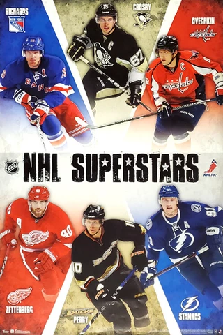 NHL HOCKEY SUPERSTARS 2012-13 POSTER - Crosby, Ovechkin, Zetterberg, Stamkos, + Cover
