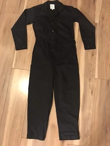 FOR DAYS Organic Twill Long Sleeve Boiler Jumpsuit In Black Utility Size XS - Picture 1 of 9