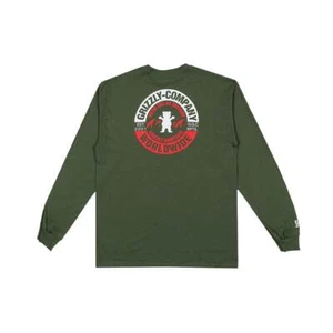 Grizzly Griptape "Open Range" Long Sleeve Tee (Military Green) Graphic T-Shirt - Picture 1 of 2