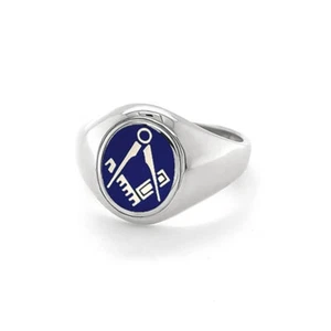 Craft Square and compass Masonic ring Hallmarked 925 Silver Black, Red and Blue - Picture 1 of 8